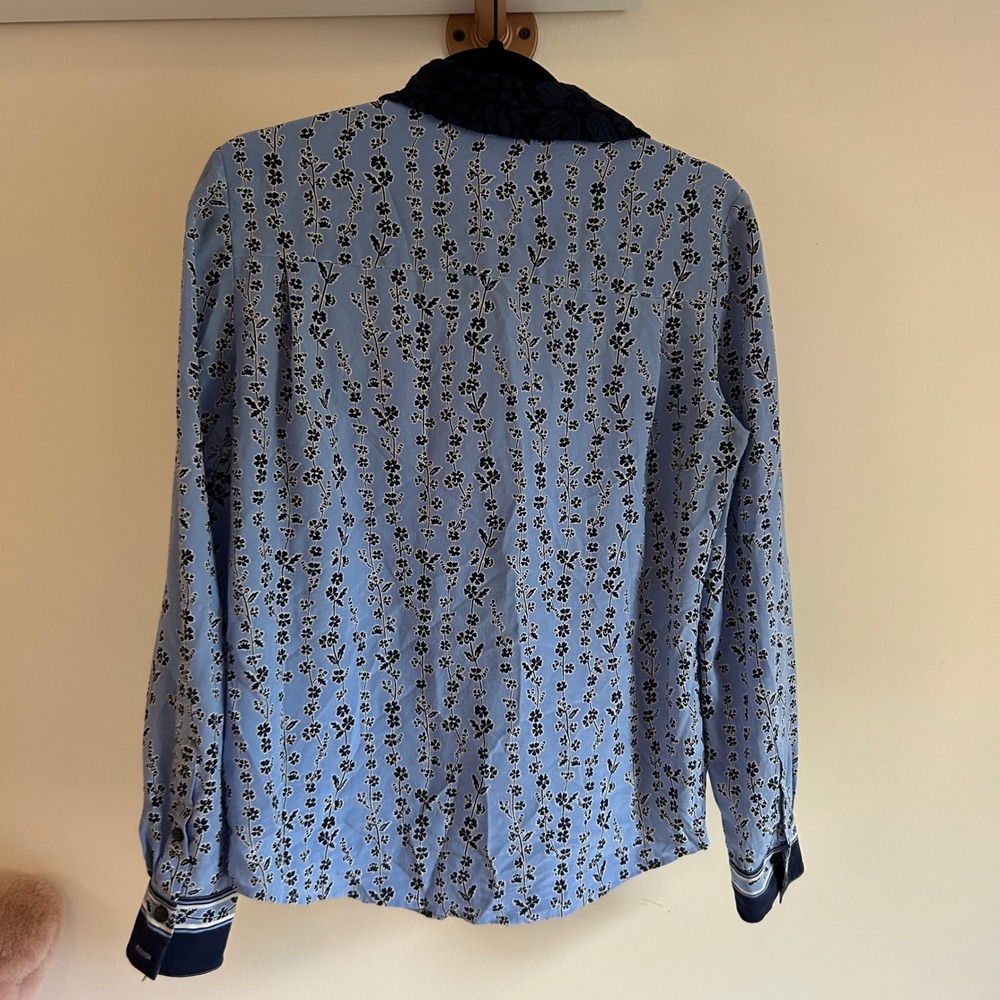 Draper James 100% Silk Floral‎ Blouse Size 6 Long Sleeve Button Down Top - Picture 4 of 6